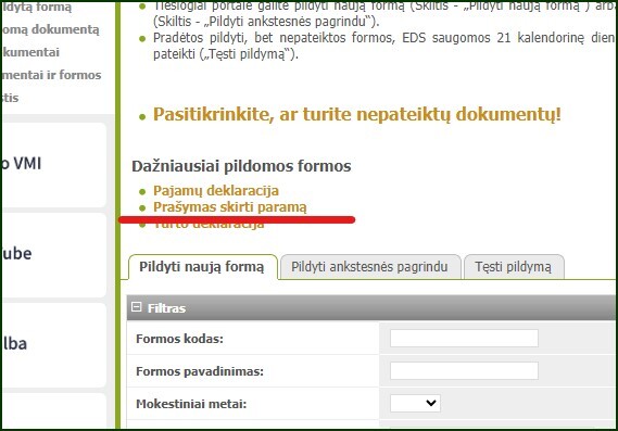 GPM paramos instrukcijos žingsnis 1